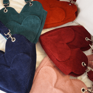Sacs cœur en velours côtelé
