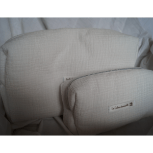 Trousses de toilette et maquillage double gaze blanche