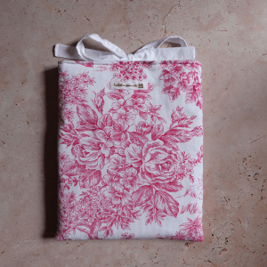 Pochette pour livre grand format - toile de jouy rose