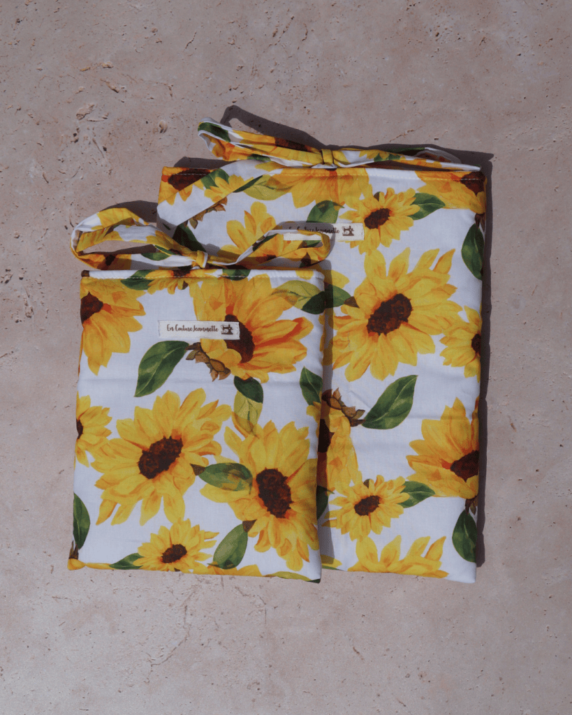 Pochettes pour livre format poche et grand format motif tournesols