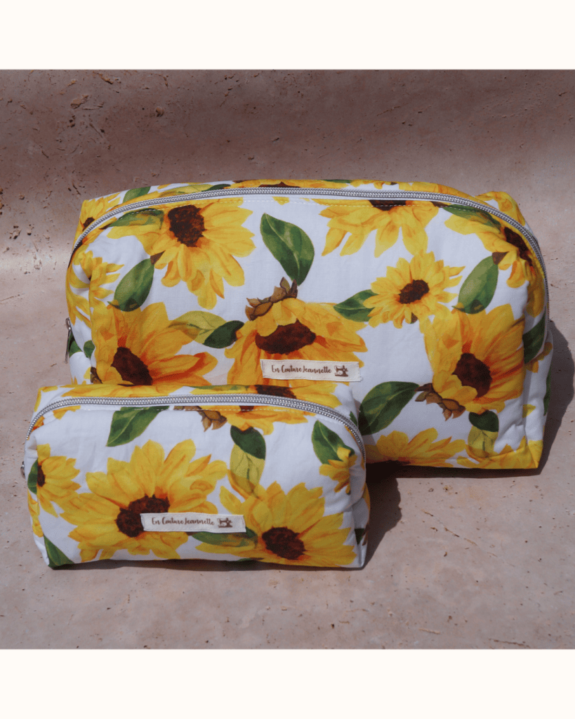 Trousses de toilette et maquillage maquillage en coton motif tournesols